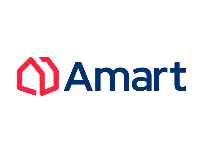 Amart logo with a red geometric design on a white background